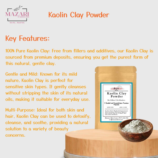 Pure Kaolin Clay Powder | For Skin and Hair | No Fillers | Premium Quality Deposit | 100g - Image 3