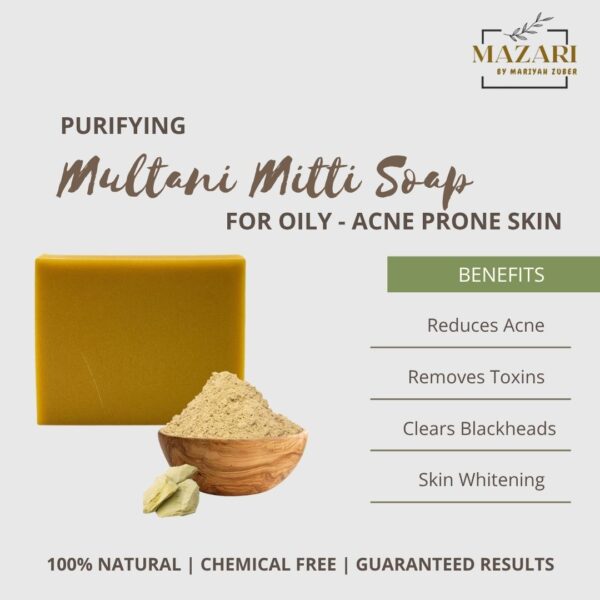 Multani Mitti Purifying Soap | Reduce Acne & Blackheads | Skin Whitening | Natural & Chemical Free | Unisex - 90G - Image 3